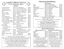 pasta menu - Dave`s Fresh Pasta