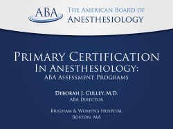 Primary Certification - The American Board of Anesthesiology