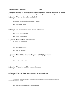 The Final Report – Watergate Name These major questions are