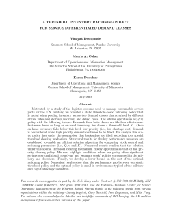A THRESHOLD INVENTORY RATIONING POLICY FOR SERVICE