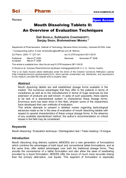 Mouth Dissolving Tablets II: An Overview of Evaluation Techniques