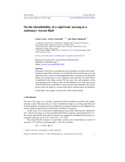 On the identifiability of a rigid body moving in a stationary viscous fluid