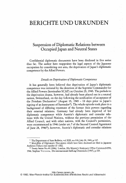 BERICHTE UND URKUNDEN Occupied Japan and Neutral States