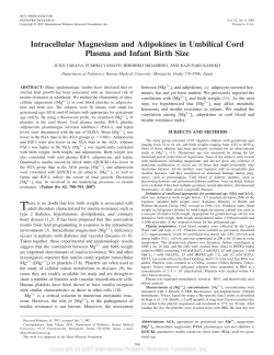 Intracellular Magnesium and Adipokines in Umbilical Cord