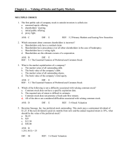 Chapter 6 &mdash; Valuing of Stocks and Equity Markets