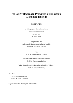 Sol-Gel Synthesis and Properties of Nanoscopic Aluminum Fluoride