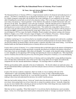 Summary Description of the Educational Power of Attorney