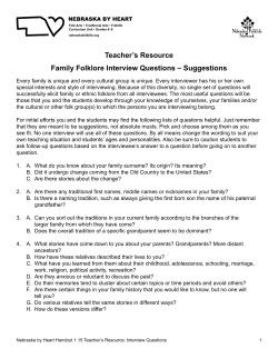 Family Folklore Interview Questions