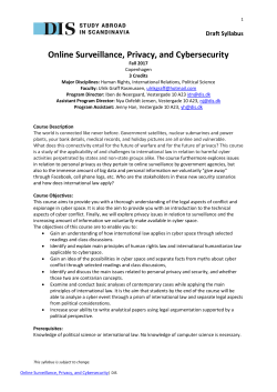 Online Surveillance, Privacy, and Cybersecurity