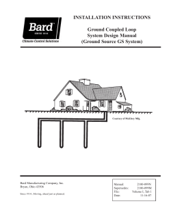 INSTALLATION INSTRUCTIONS Ground Coupled Loop System