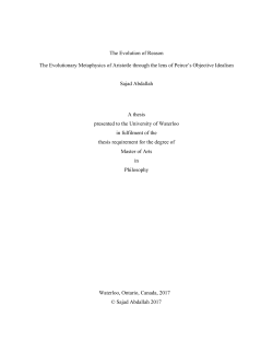 The Evolution of Reason The Evolutionary Metaphysics of Aristotle
