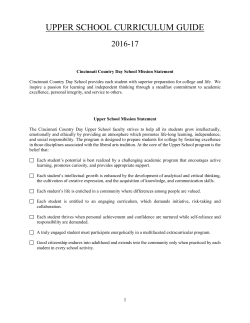 upper school curriculum guide - Cincinnati Country Day School