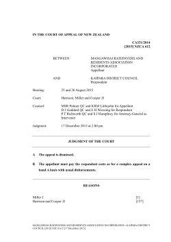 IN THE COURT OF APPEAL OF NEW ZEALAND CA331/2014 [2015