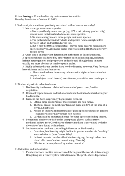 Urban Biodiversity and Conservation