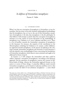 In defence of Aristotelian Metaphysics
