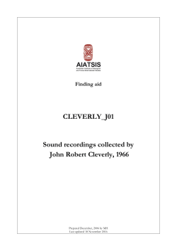 Guide to sound recordings collected by John Robert Cleverly
