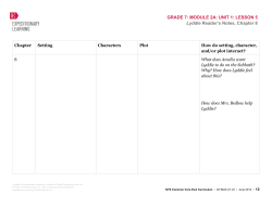 GRADE 7: MODULE 2A: UNIT 1: LESSON 5 Lyddie Reader`s Notes