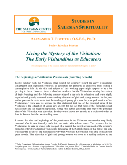 Living the Mystery of the Visitation: The Early Visitandines as