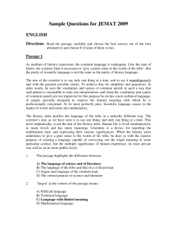 Sample Questions for JEMAT 2009