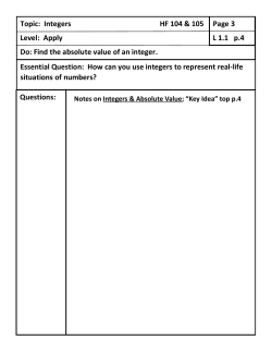 Find the absolute value of an integer. Page 3 L 1.1 p.4 Questions