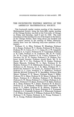 THE FOURTEENTH WESTERN MEETING OF THE AMERICAN