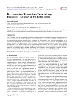 Determinants of Economies of Scale in Large Businesses&mdash;A