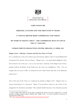 Liberties, Customs and the Free Flow of Trade