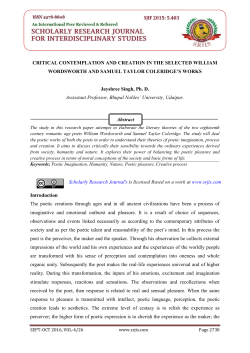 critical contemplation and creation in the selected william