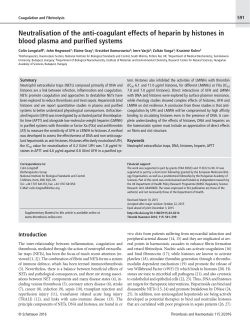 Neutralisation of the anti-coagulant effects of heparin by histones in