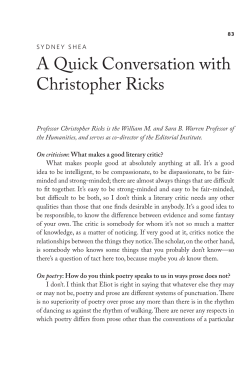A Quick Conversation with Christopher Ricks