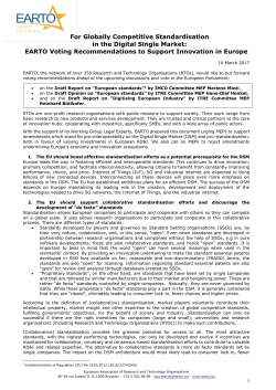 EARTO Voting Recommendations to Support Innovation in Europe