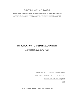 INTRODUCTION TO SPEECH RECOGNITION Exercise in ASR