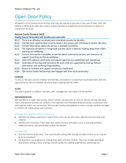 Open Door Policy - Wandong Out of School Hours Care