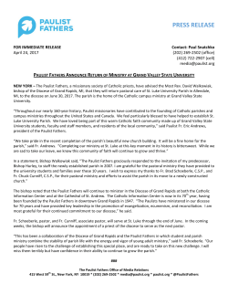 PRESS RELEASE - Paulist Fathers