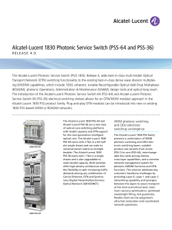 Alcatel-Lucent 1830 Photonic Service Switch (PSS-64 and PSS-36)