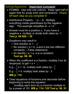 Solving Equations: Important concepts