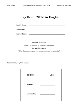Entry Exam 2016 in English