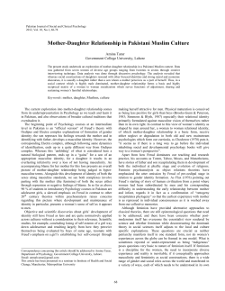 Mother-Daughter Relationship in Pakistani Muslim Culture