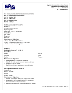 Egyptian American International School Gr. 8 Physical Science THE