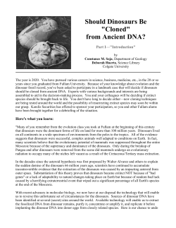 Should Dinosaurs Be "Cloned" from Ancient DNA?