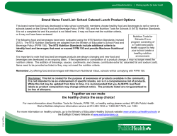 Brand Name Food List - Catered Lunch Programs Items