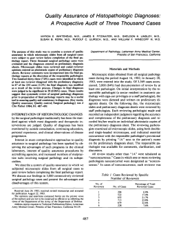 Quality Assurance of Histopathologic Diagnoses: A Prospective