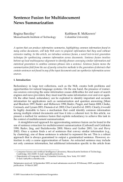 Sentence Fusion for Multidocument News