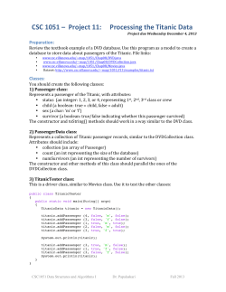 CSC 1051 &ndash; Project 11: Processing the Titanic Data