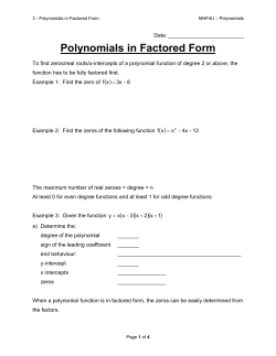 Polynomials in Factored Form