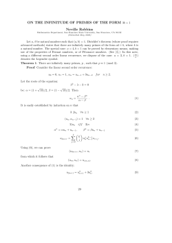 ON THE INFINITUDE OF PRIMES OF THE FORM 3k + 1 Neville