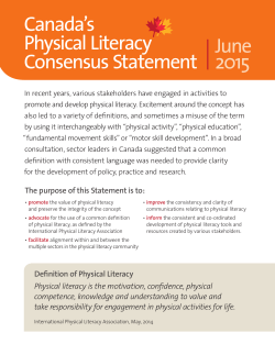 ParticipACTION Canadian Physical Literacy Consensus