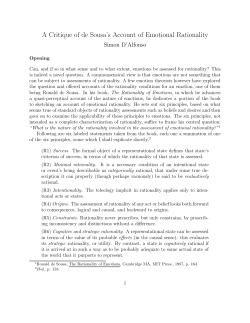 A Critique of de Sousa`s Account of Emotional