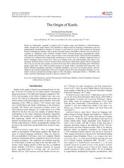 The Origin of Kurds - Scientific Research Publishing