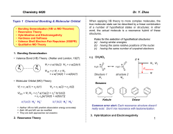 1 Chemistry 4420 Dr. Y. Zhao Topic 1 Chemical Bonding